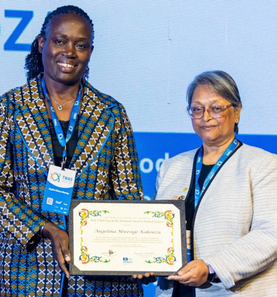 Dr. Angelina Mwesige Kakooza, Associate Professor of Paediatrics in the Department of Paediatrics and Child Health receives her award.