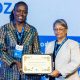 Dr. Angelina Mwesige Kakooza, Associate Professor of Paediatrics in the Department of Paediatrics and Child Health receives her award.