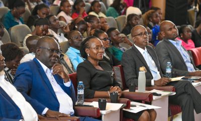 [L-R] Dr.Godfrey Akileng - Dean School of Business, Prof. Sarah N. Ssali - Ag. Vice Chancellor, Chief Guest - Mr. Odrek Rwabwogo, and Gordon Katwirenabo-Assistant Commissioner, Quality Assurance and Value Addition, MAAIF at the Congress.