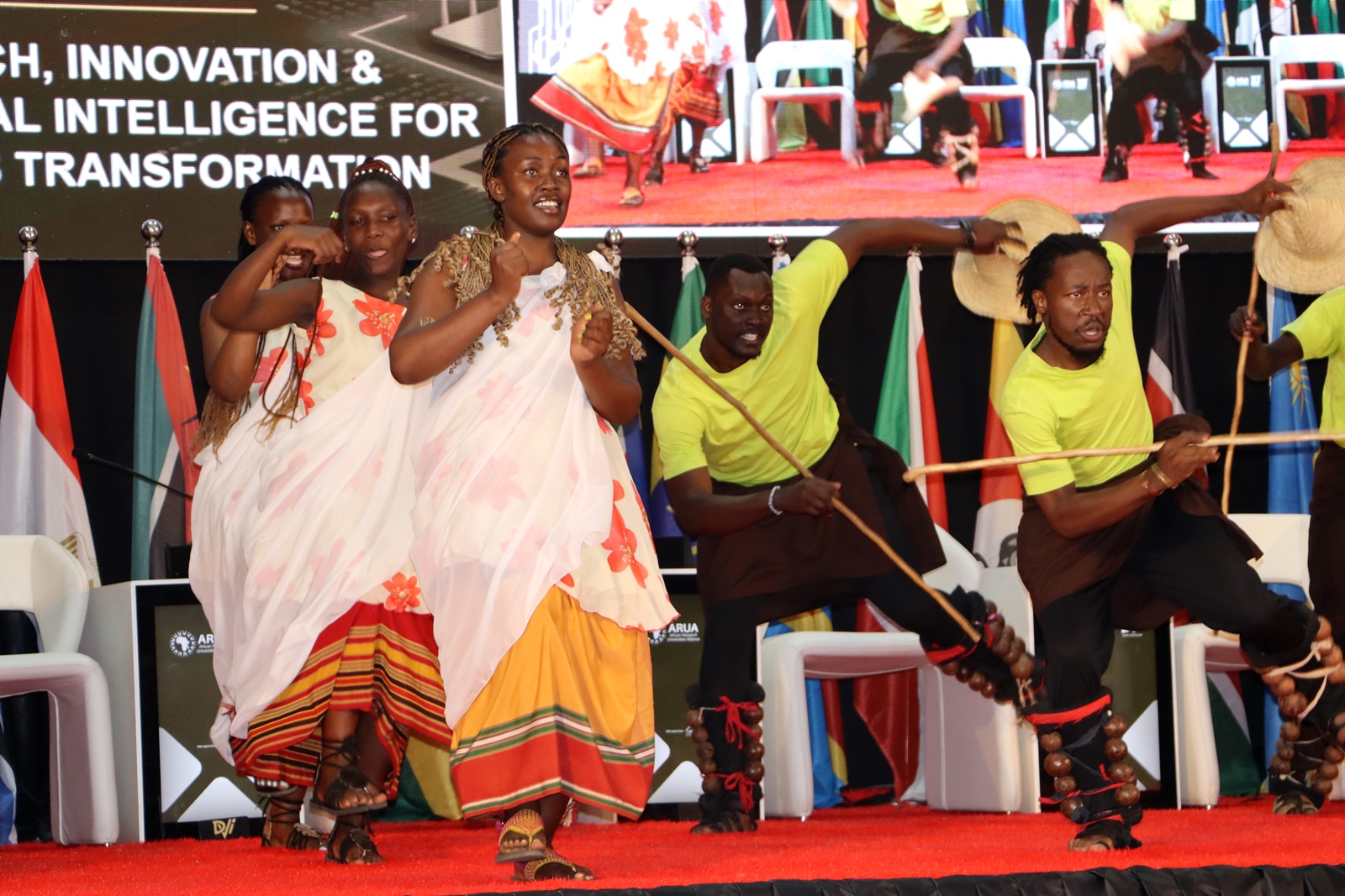 The Department of Performing Arts and Film (PAF) entertained delegates. The Minister for Science, Technology and Innovation Information, Hon. Dr. Monica Musenero Masanza has officially opened the 5th African Research Universities Alliance (ARUA) Biennial International Conference on Research, Innovation and Artificial Intelligence, held on October 29, 2025 hosted by Makerere University, Kampala Uganda, East Africa.