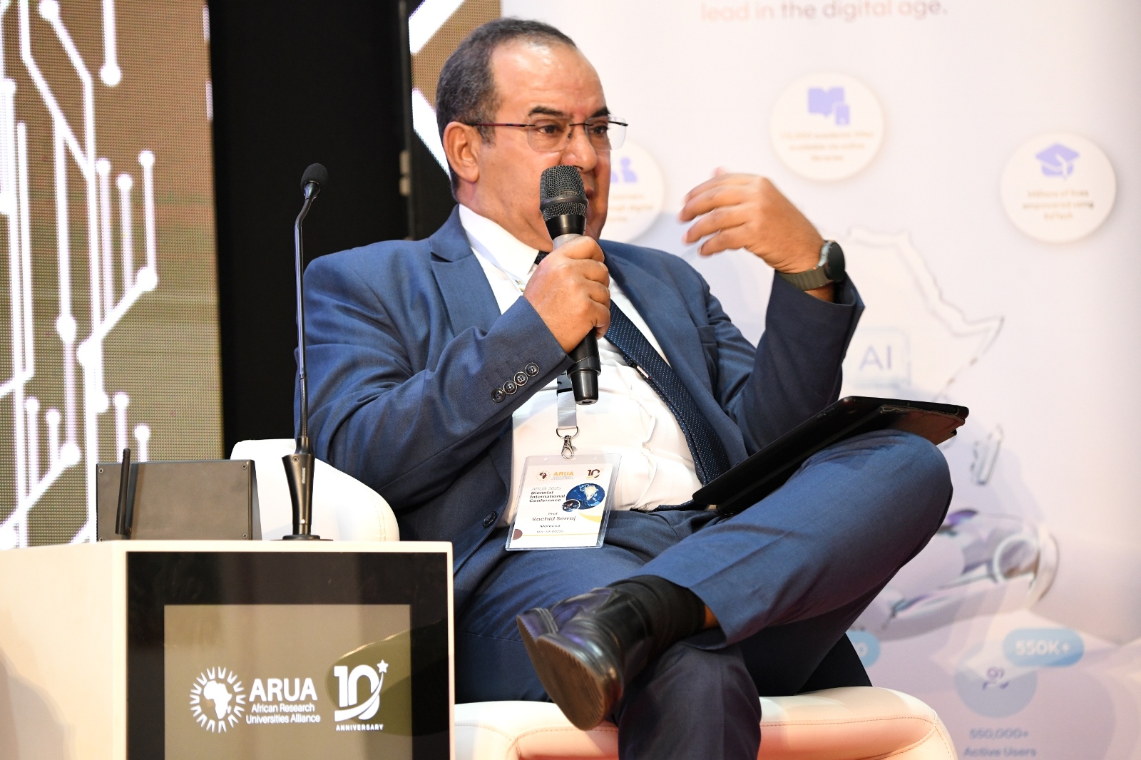 Dr. Rachid Serraj, Director for Africa Initiative, University Mohammed VI Polytechnic, Morocco. Day 2 of the 5th African Research Universities Alliance (ARUA) Biennial International Conference on Research, Innovation and Artificial Intelligence, October 30, 2025 hosted by Makerere University, Kampala Uganda, East Africa.