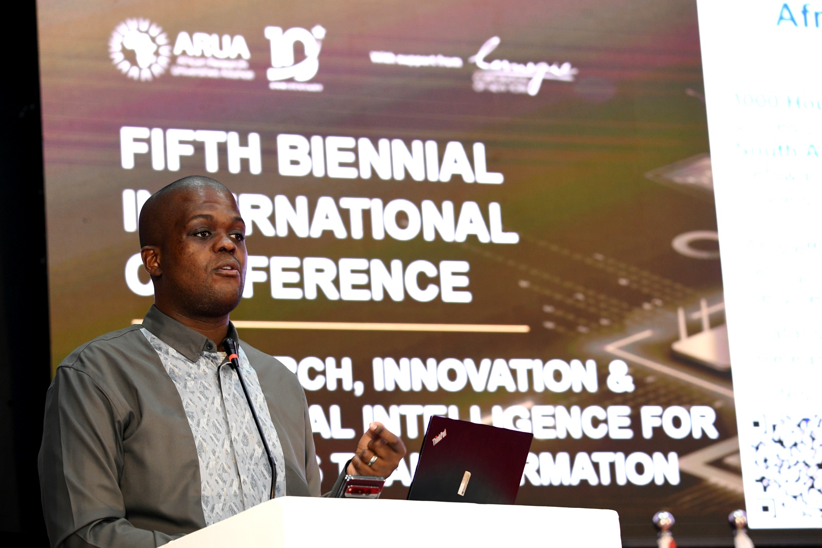 Prof. Vukosi Marivate delivers the Third Keynote Address on Day 2 of the 5th ARUA Biennial International Conference on 30th October 2025. Day 2 of the 5th African Research Universities Alliance (ARUA) Biennial International Conference on Research, Innovation and Artificial Intelligence, October 30, 2025 hosted by Makerere University, Kampala Uganda, East Africa.