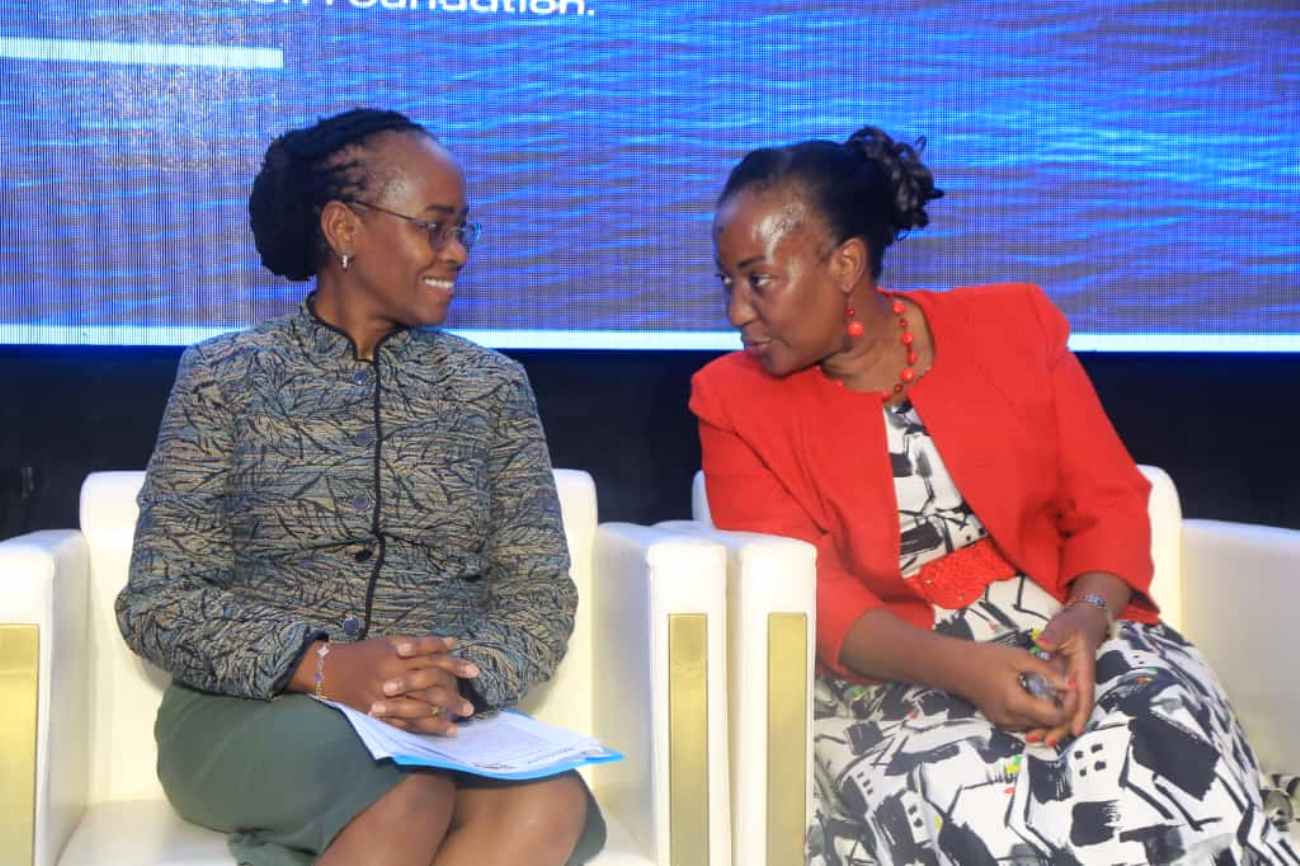 Prof. Ssali and Prof. Nabanoga sharing a light moment at the event. Successful completion of training of the third cohort of the Conrad N. Hilton Africa Water Quality Testing Fellowship by Department of Agricultural and Biosystems Engineering, College of Agricultural and Environmental Sciences (CAES), Makerere University, Kampala Uganda, East Africa on 3rd October 2025.
