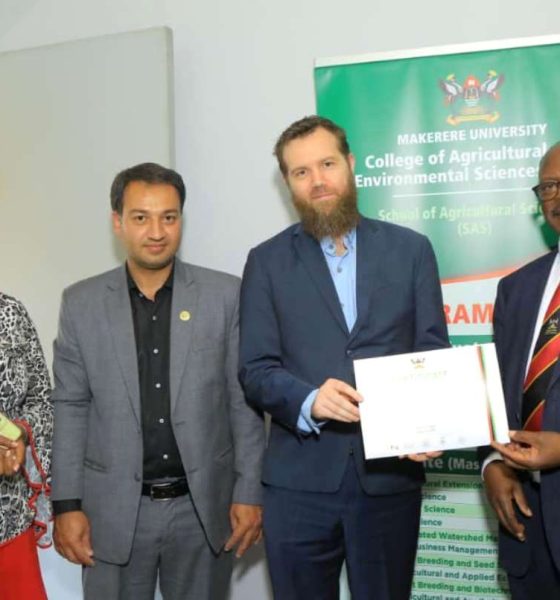Right to Left: Prof. Barnabas Nawangwe, Dr. Logan Cochrane, Dr. Haris Akram, and Dr. Julia Kigozi at the closing ceremony on 29th October 2025. Makerere University hosts the International Conference and Training Workshop on Food Systems Transformation for Climate Actions (ICTW-FSTCA 2025) under the COMSTECH Forum for Environment and Ecosystem Restoration (CFEER). Closing Ceremony, 29th October 2025, Main Building, Kampala Uganda, East Africa.