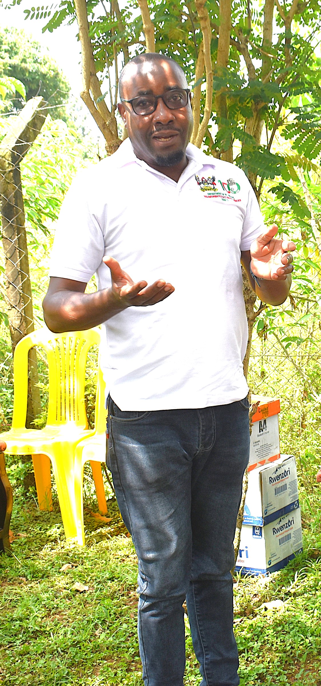 Prof. Frank Mugagga, the Project Coordinator addressing the team on the purpose of the training. Phase II of the Resilient Urban Food Systems (RUFS) Project, Department of Geography, Geo-Informatics, and Climatic Sciences at Makerere University, Kampala Uganda, East Africa and funded through the AgriFoSe2030 Programme, practical techniques for producing organic fertilizers and pesticides using affordable, locally available materials 6th to 7th October 2025, Emily Royal Mixed Farm, Industrial City Division, Mbale City.