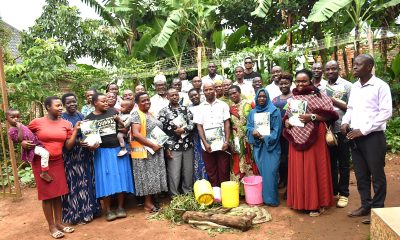 The Project team led by Prof. Frank Mugagga together with the farmers at Emily Royal Mixed Farm, the training site. Phase II of the Resilient Urban Food Systems (RUFS) Project, Department of Geography, Geo-Informatics, and Climatic Sciences at Makerere University, Kampala Uganda, East Africa and funded through the AgriFoSe2030 Programme, practical techniques for producing organic fertilizers and pesticides using affordable, locally available materials 6th to 7th October 2025, Emily Royal Mixed Farm, Industrial City Division, Mbale City.