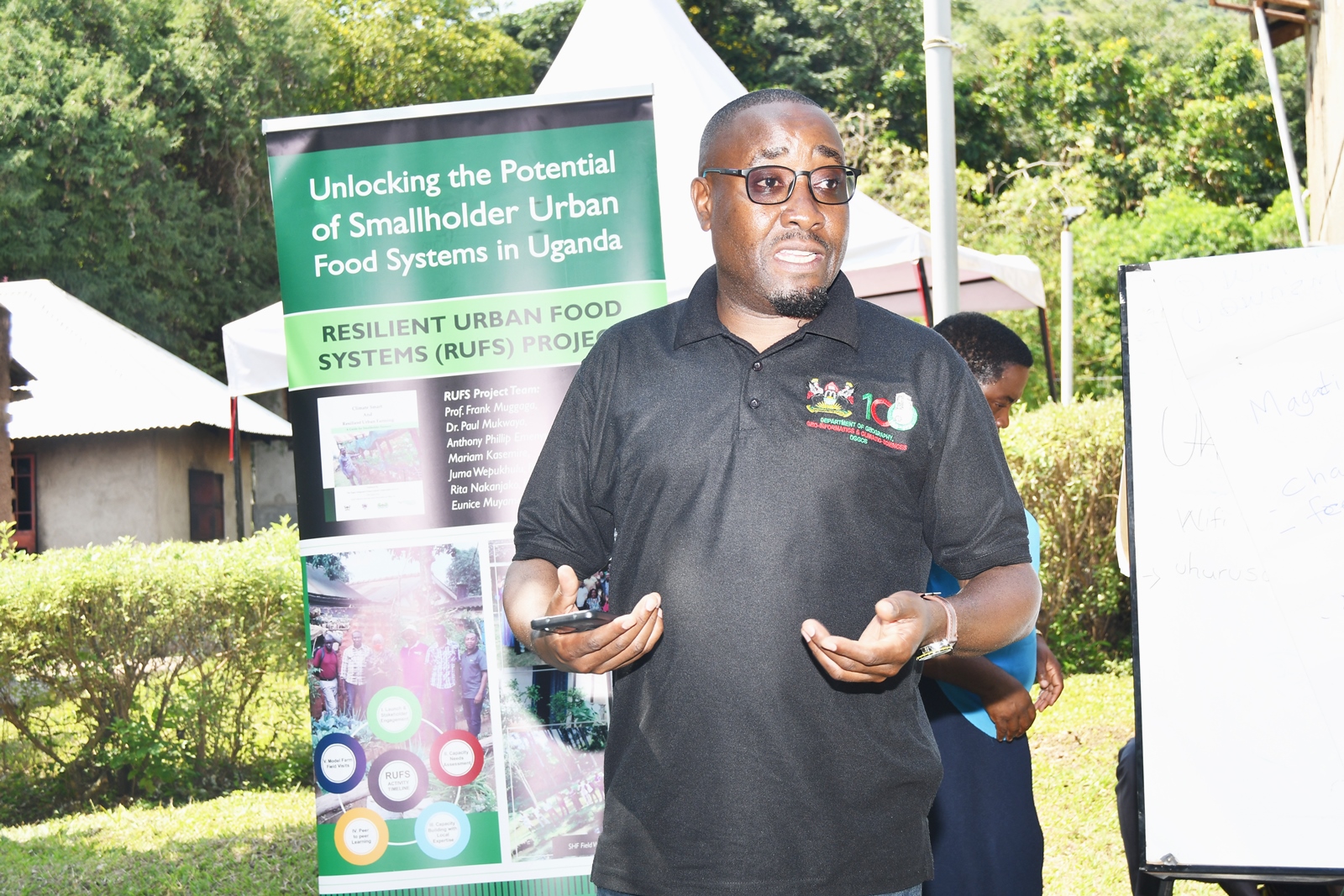 Prof. Frank Mugagga. The Resilient Urban Food Systems (RUFS) project led by Prof. Frank Mugagga, Department of Geography, Geo-Informatics, and Climatic Sciences, CAES, Makerere University, Kampala and funded through the AgriFoSe2030 Programme initiative titled “Strengthening Urban Food Systems Resilience to Flood and Drought Risks through New Strategic Partnerships: Consolidating Gains from the RUFS Project in Kasese Municipality and Mbale City, Uganda,” intensive two-day training workshop for smallholder farmers in Kasese Municipality 13th and 14th October 2025, East Africa.