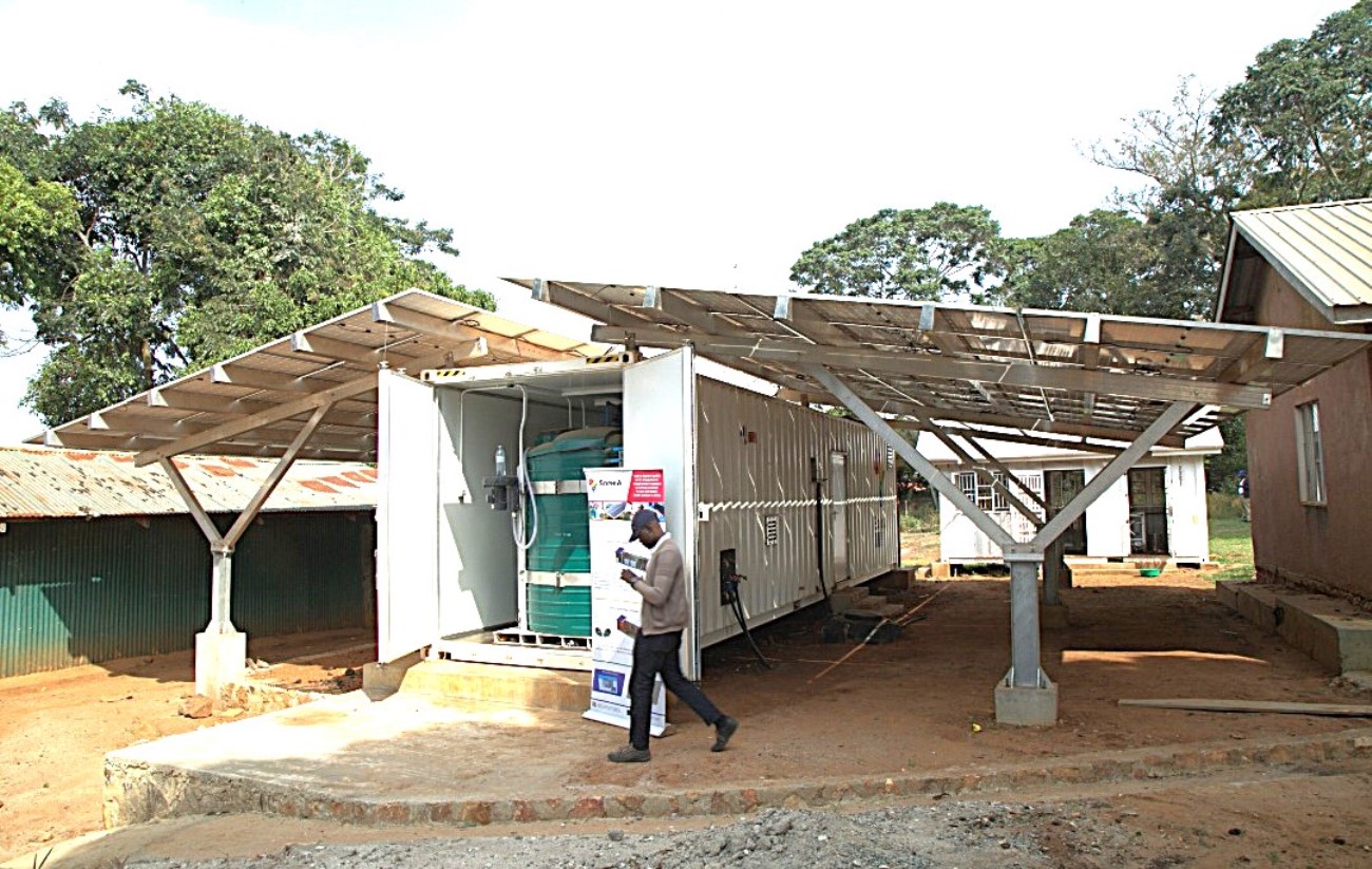 The SophiA system installed at Buvuma Health Center IV. Sustainable Off-Grid Solutions for Pharmacies and Hospitals in Africa (SophiA) Project facility at Buvuma Health Centre IV official commissioning by the Vice Chancellor of Makerere University, Kampala Uganda, East Africa represented by Dr. Julia Kigozi on 30th September 2025.
