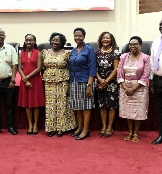 Dr. Rosemary Byanyima (Centre) with Prof. Sarah Kiguli (3rd Left) and other stakeholders at the engagement meeting on 24th October 2025. Makerere University, through the College of Health Sciences (CHS), hosted the Sickle Cell Disease Stakeholders’ Engagement Meeting organized by the Center of Excellence for Sickle Cell Disease and Neglected Tropical Diseases, in partnership with Enhancing Research Capacity for Sickle Cell Disease and Related Non-Communicable Diseases Across the Lifespan in Uganda (ENRICH) and the Sickle Pan Africa Research Consortium (SPARCo), 24th October 2025, MakSPH Auditorium, Kampala Uganda, East Africa.