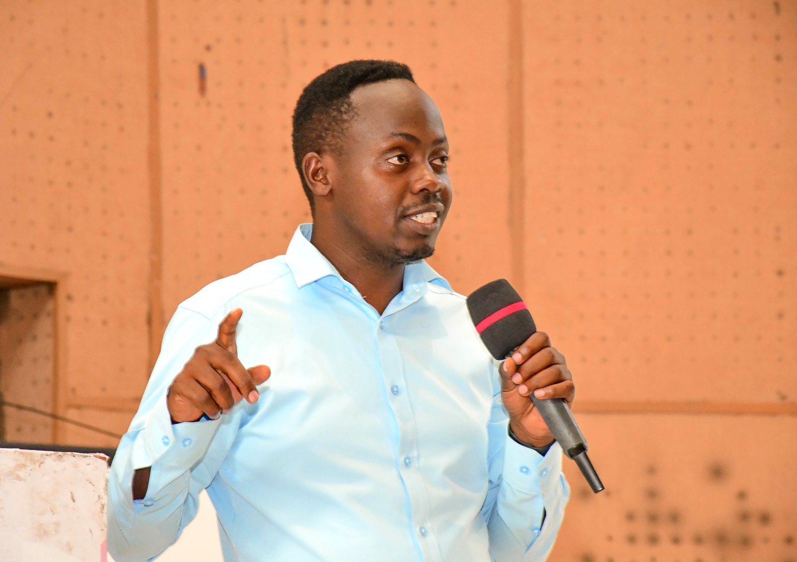 Mr. Musa Mulindwa from the Makerere University Security Office. Powerful campaign themed “Safeguarding Starts With Me”, Organized by the Office of the Dean of Students in partnership with the Mastercard Foundation Scholars Program and the College of Business and Management Sciences (CoBAMS), 13th October 2025, Yusuf Lule Central Teaching Facility Auditorium, Makerere University, Kampala Uganda, East Africa.