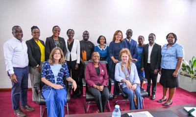 Seated: Prof. Sarah Ssali (C), Dr. Dinie Bouwman (L) and Dr. Anita Veltmaat (R) with teams from Makerere University and the University of Groningen during the meeting on 7th October 2025. Strategic meeting between Makerere University and the University of Groningen, Netherlands to move beyond existing collaborations and formalize a new Double Doctorate (PhD) program, 7th October 2025, Main Building, Kampala Uganda, East Africa.