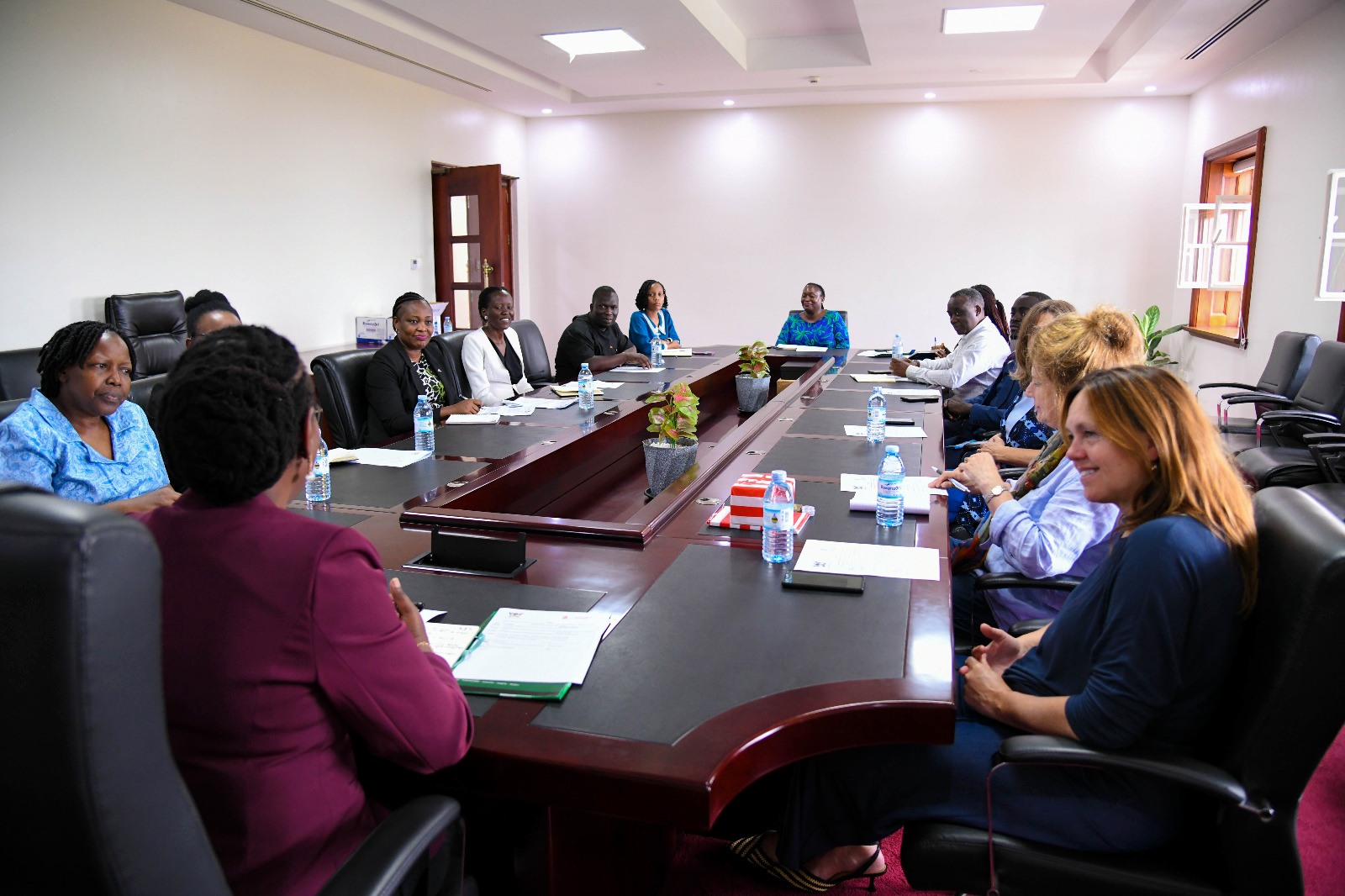 The meeting in session. Strategic meeting between Makerere University and the University of Groningen, Netherlands to move beyond existing collaborations and formalize a new Double Doctorate (PhD) program, 7th October 2025, Main Building, Kampala Uganda, East Africa.