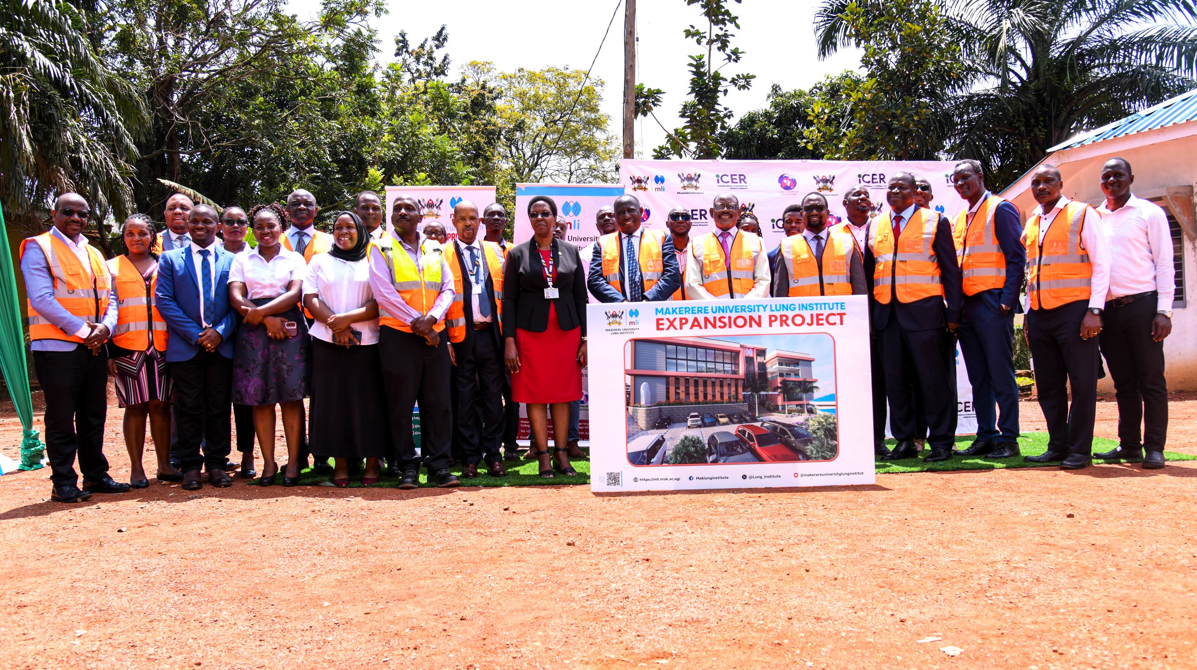 Officials pose for a group photo after the site handover for the MLI Expansion Project (MEP) on 4th November 2025. Makerere University Lung Institute (MLI) Expansion Project (MEP) site handover to CK Associates on 4th November 2025, Mulago Hill, Kampala Uganda, East Africa.