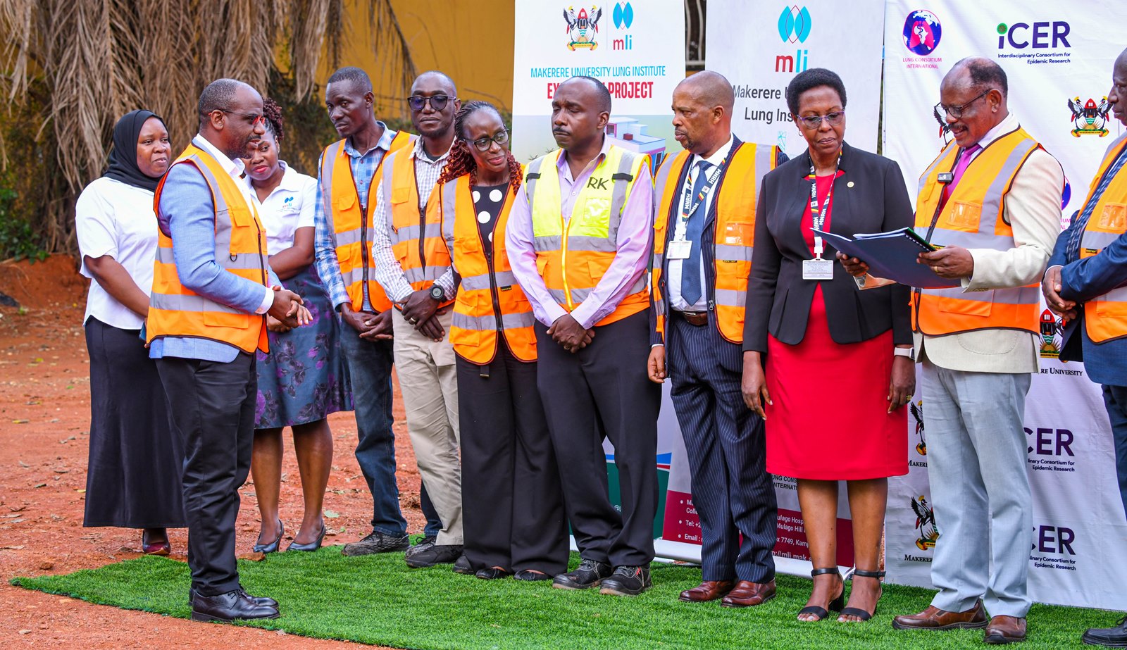 Prof. Nawangwe (2nd Right) and other officials at the site handover of the MLI Expansion Project (MEP) to CK Associates. Makerere University Lung Institute (MLI) Expansion Project (MEP) site handover to CK Associates on 4th November 2025, Mulago Hill, Kampala Uganda, East Africa.