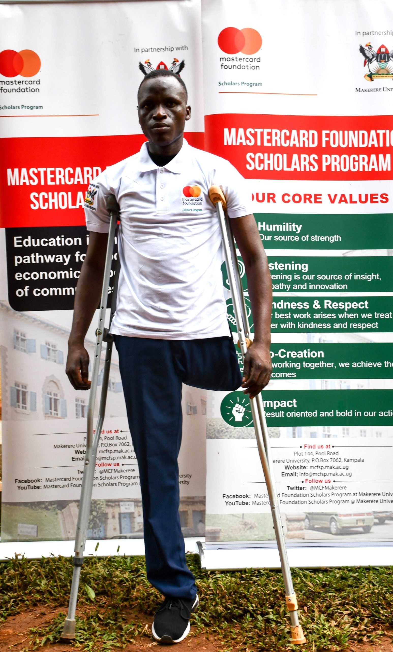 Samuel Omukaga, a Makerere University student and a Scholar of Mastercard Foundation. Impact Stories: Meet Malvin Akwara, a Mastercard Foundation Scholars Program alumnus, who is dedicated to promoting inclusive education, October 2025, Makerere University, Kampala Uganda, East Africa.