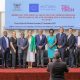 At the centre, MakSPH Dean, Prof. Rhoda Wanyenze and H.E. Girisch M. Nair, Honorary Consul of Estonia to Uganda with stakeholders at the project launch. September 9, 2025. Makerere University School of Public Health (MakSPH) and Estonia’s Tallinn University of Technology (TalTech) kick-off meeting for two-year collaborative project to transform health informatics education and practice in Uganda, supported by the Estonian Centre for International Development (ESTDEV), 9th September 2025, MakSPH Auditorium, Kampala Uganda, East Africa.