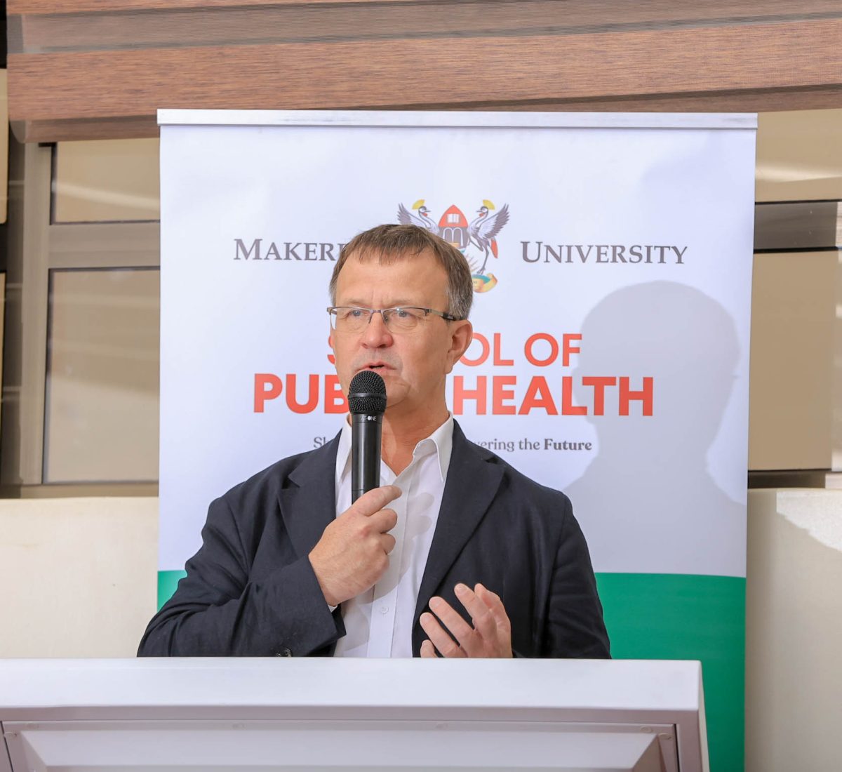 Prof. Peeter Ross, Professor of e-Health at TalTech and Co-lead for the project, underscored that this collaboration marks a key step in the right direction, with capacity development and academic exchange key to sustainable digital transformation. September 9, 2025. Makerere University School of Public Health (MakSPH) and Estonia’s Tallinn University of Technology (TalTech) kick-off meeting for two-year collaborative project to transform health informatics education and practice in Uganda, supported by the Estonian Centre for International Development (ESTDEV), 9th September 2025, MakSPH Auditorium, Kampala Uganda, East Africa.