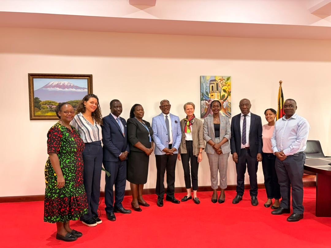 A photo moment of the Visiting delegation in the Office of the Vice-Chancellor on 30th October 2025. Officials from the UNESCO Antenna Office in Uganda led by the Regional Director of the UNESCO Regional Office for Eastern Africa, Ms. Louise Haxthausen courtesy visit to the Vice-Chancellor of Makerere University, 30th October 2025, Kampala Uganda, East Africa.