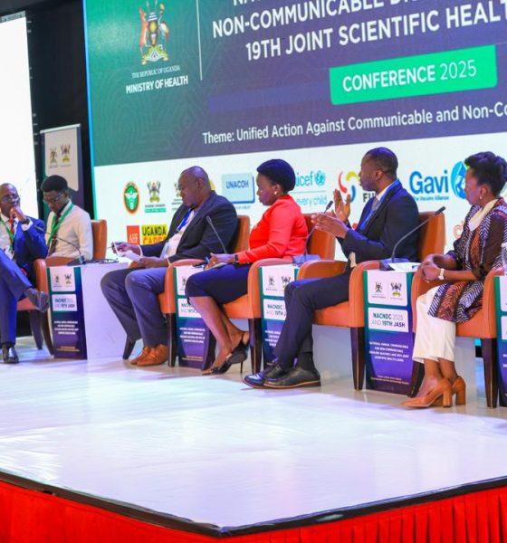 Panelists moderated by ED IDI-Dr. Andrew Kambugu (Left) reflect on Dr. Lukwiya's legacy during the 23rd Matthew Lukwiya Memorial Lecture on 7th November 2025. Ministry of Health (MoH), Makerere University School of Public Health (MakSPH), Makerere University College of Health Science (MakCHS) and other partners jointly hosting the National Annual Communicable and Non-Communicable Diseases (NACNDC) and 19th Joint Annual Scientific Health (JASH) Conference 2025, 23rd Matthew Lukwiya Memorial Lecture, Kampala Declaration Statement and Closing Ceremony 5th November 2025, Victoria Hall, Speke Resort Munyonyo, Kampala Uganda, East Africa.