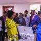 Hon. Dr. Monica Musenero interacts with officials and exhibitors. 2nd Artificial Intelligence (AI) in Health Africa Conference under theme “Setting AI for Sustainable and Inclusive Health Systems in Africa”, Opening Ceremony 6th November 2025, Main Hall, Makerere University, Kampala Uganda, East Africa.