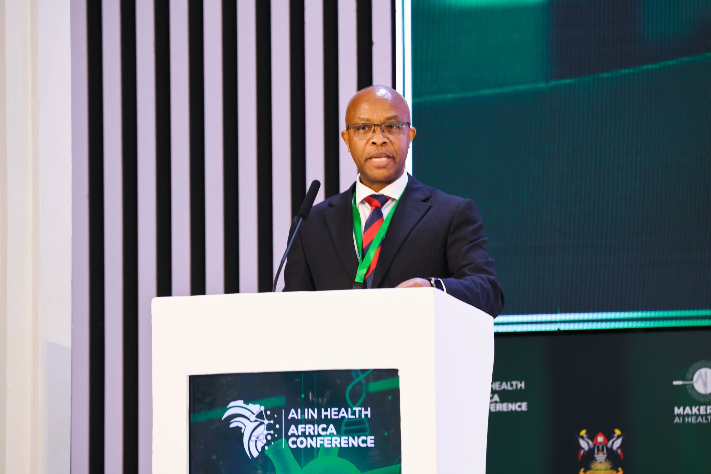 Mr. Ambrose Ruyooka. 2nd Artificial Intelligence (AI) in Health Africa Conference under theme “Setting AI for Sustainable and Inclusive Health Systems in Africa”, Opening Ceremony 6th November 2025, Main Hall, Makerere University, Kampala Uganda, East Africa.
