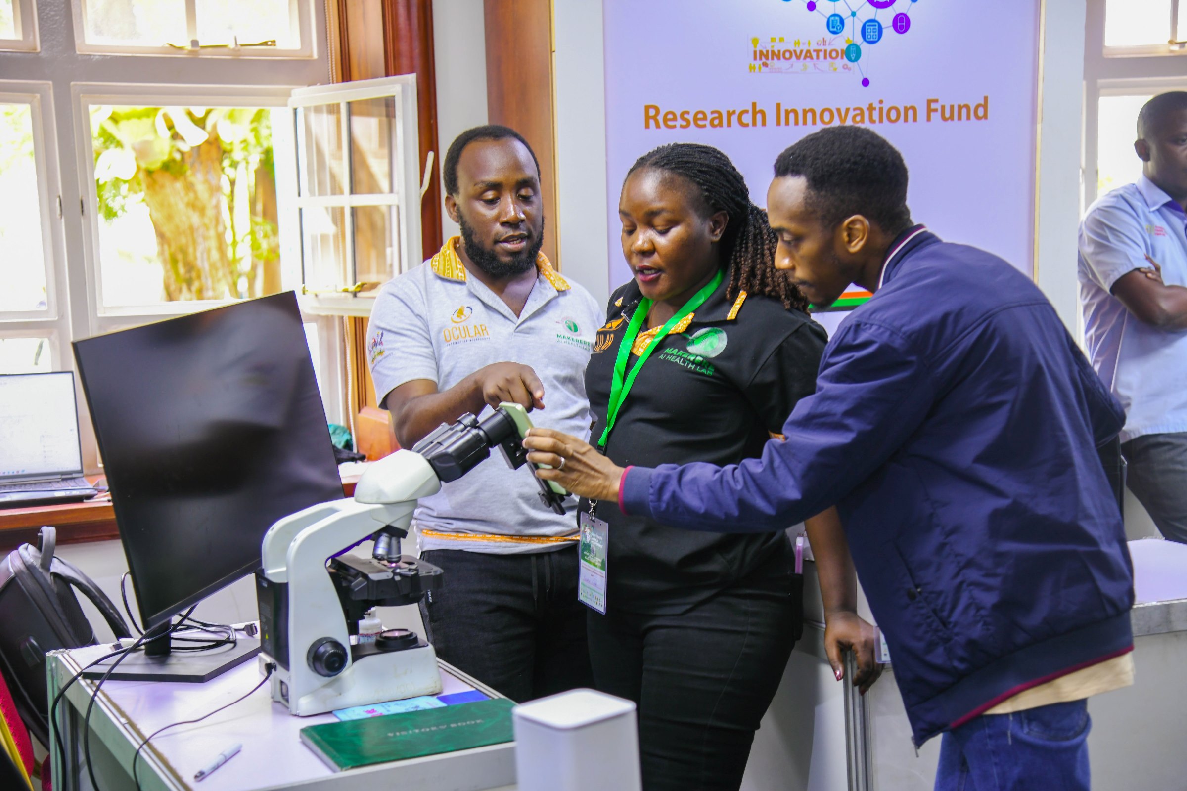 The Ocular project exhibition setup. 2nd Artificial Intelligence (AI) in Health Africa Conference under theme “Setting AI for Sustainable and Inclusive Health Systems in Africa”, Opening Ceremony 6th November 2025, Main Hall, Makerere University, Kampala Uganda, East Africa.