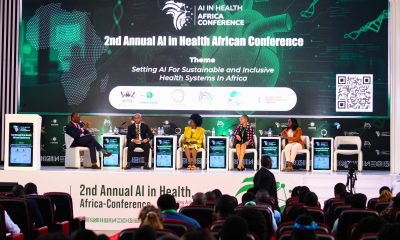 Hon. Dr. Monica Musenero (Centre) flanked by Left to Right: Dr. Andrew Kambugu, Mr. Ambrose Ruyooka, Dr. Stella Kivila and Dr. Rose Nakasi takes part in the plenary session on "The Future of AI in Africa’s Healthcare" on 6th November 2025. 2nd Artificial Intelligence (AI) in Health Africa Conference under theme “Setting AI for Sustainable and Inclusive Health Systems in Africa”, Opening Ceremony 6th November 2025, Main Hall, Makerere University, Kampala Uganda, East Africa.
