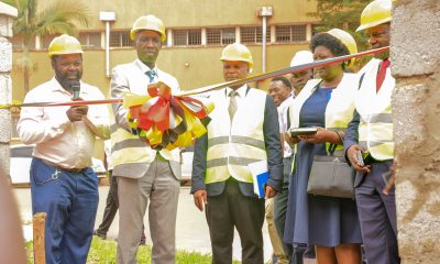 (L-R) Dr. Oscar Mugula, Coordinator of the Center for Lifelong Learning at CEES; Prof. Anthony Mugagga, CEES Principal and representative of the Vice Chancellor, Prof. Barnabas Nawangwe (2nd right); Prof. Moses Musinguzi, Principal of CEDAT; Ms. Jalia Nassaza from UVTAB, and Dr. Martin Muyingo, Head Teacher of Makerere College School, pictured during the official handover of the newly constructed perimeter wall fence on November 12th, 2025. Official hand over of newly constructed wall fence to Makerere College School executed by technical students pursuing higher diploma courses in Civil Engineering and Architecture under the Uganda Vocational and Technical Assessment Board (UVTAB), enrolled at the Centre for Lifelong Learning and Teaching, College of Education and External Studies (CEES), 12th November 2025, Makerere University, Kampala Uganda, East Africa.