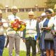 (L-R) Dr. Oscar Mugula, Coordinator of the Center for Lifelong Learning at CEES; Prof. Anthony Mugagga, CEES Principal and representative of the Vice Chancellor, Prof. Barnabas Nawangwe (2nd right); Prof. Moses Musinguzi, Principal of CEDAT; Ms. Jalia Nassaza from UVTAB, and Dr. Martin Muyingo, Head Teacher of Makerere College School, pictured during the official handover of the newly constructed perimeter wall fence on November 12th, 2025. Official hand over of newly constructed wall fence to Makerere College School executed by technical students pursuing higher diploma courses in Civil Engineering and Architecture under the Uganda Vocational and Technical Assessment Board (UVTAB), enrolled at the Centre for Lifelong Learning and Teaching, College of Education and External Studies (CEES), 12th November 2025, Makerere University, Kampala Uganda, East Africa.