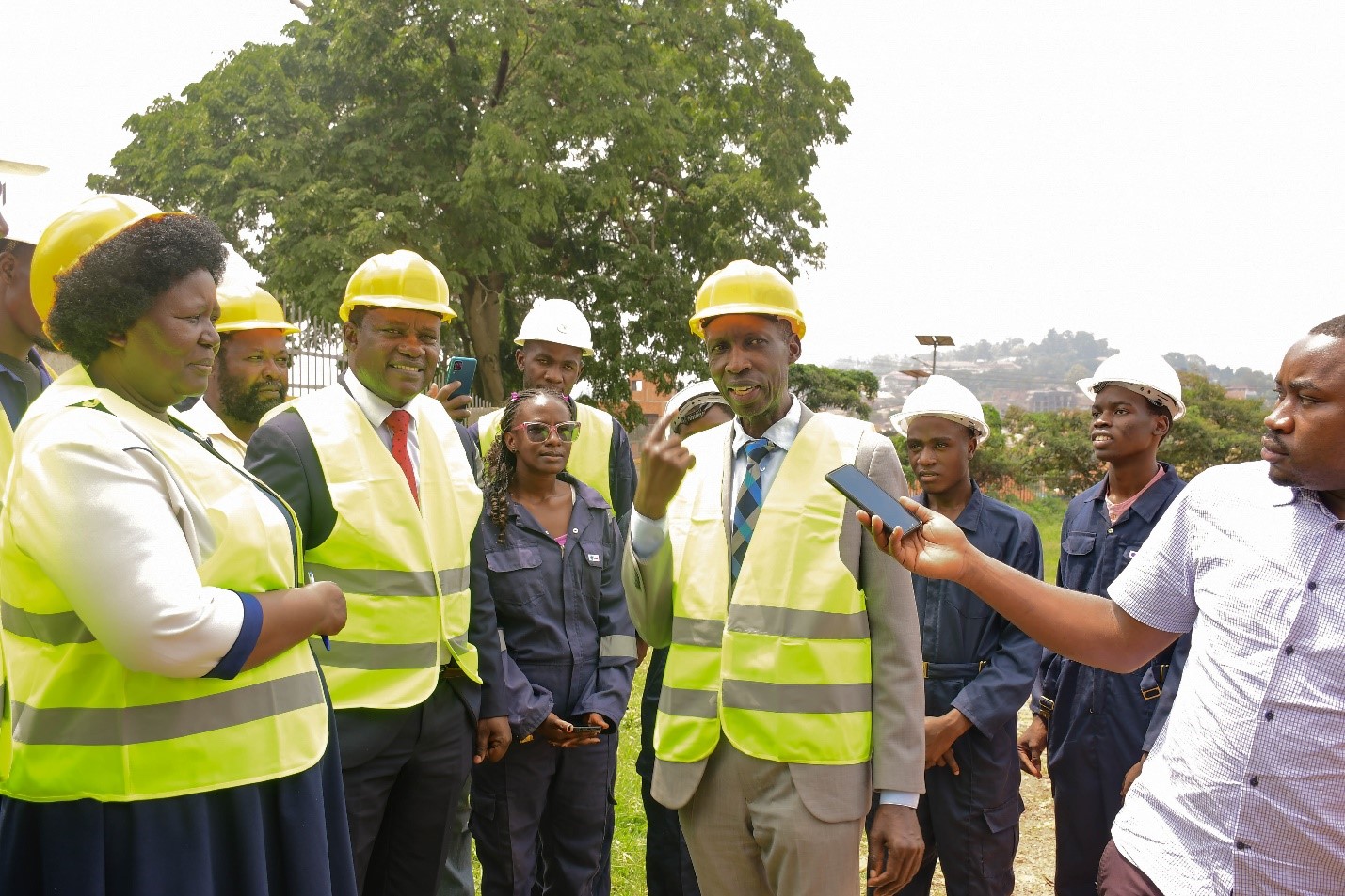 Prof. Anthony Mugagga speaks to the media. Official hand over of newly constructed wall fence to Makerere College School executed by technical students pursuing higher diploma courses in Civil Engineering and Architecture under the Uganda Vocational and Technical Assessment Board (UVTAB), enrolled at the Centre for Lifelong Learning and Teaching, College of Education and External Studies (CEES), 12th November 2025, Makerere University, Kampala Uganda, East Africa.