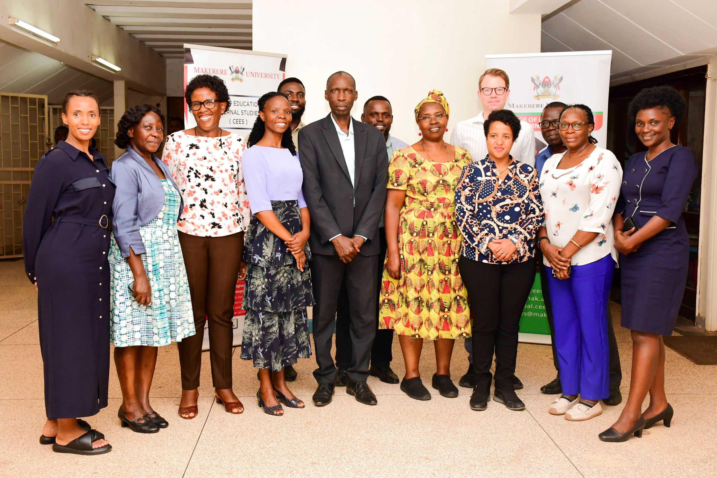CEES Principal, Prof. Anthony Mugagga and officials from Partnership for Change, Gender Mainstreaming Directorate and Dean of Students pose for a group photo after the inception meeting. College of Education and External Studies, Professor Anthony Muwagga Mugagga, host inception meeting to discuss the modalities of setting up a daycare facility anchored within the Early Childhood Care Education strategy and the Competence Based Education trends, 5th November 2025 Makerere University, Kampala Uganda, East Africa.