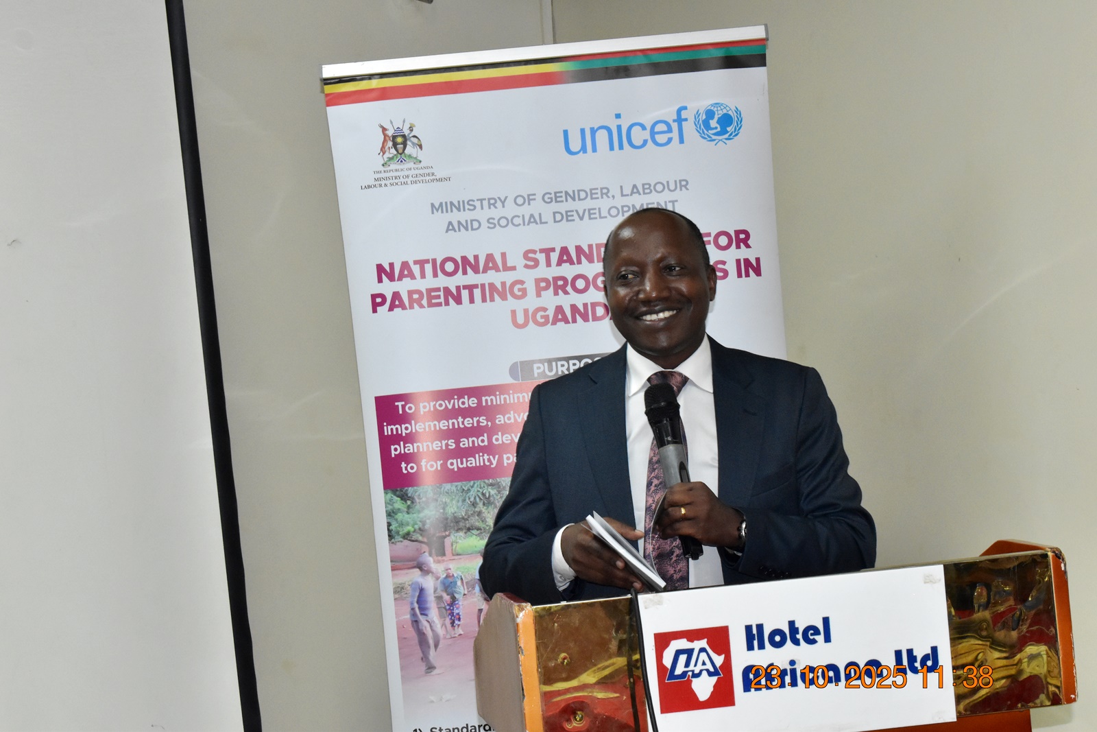 Dr. Siu Godfrey. 3rd cohort (65 professionals) of the ‘Science of Designing Adaptation and Implementation of Evidence–Based Parenting Interventions’ graduated at a ceremony held at Africana Hotel, Child Health Development Centre (CHDC), Makerere University College of Health Sciences (MakCHS) and Ministry of Gender Labour and Social Development (MoGLSD) through their Parenting Agenda Initiative, 24th October 2025, Kampala Uganda, East Africa.