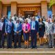 Prof. Sarah Ssali and Dr. Charles Olaro (Centre) with officials and fellows at the Infectious Diseases Institute (IDI) on 27th October 2025. Makerere University Infectious Diseases Institute (IDI) unveils second cohort of PhD Fellows and launch of Sewankambo Training Program for Global Health Security, 27th November 2025, Makerere University, Kampala Uganda, East Africa.
