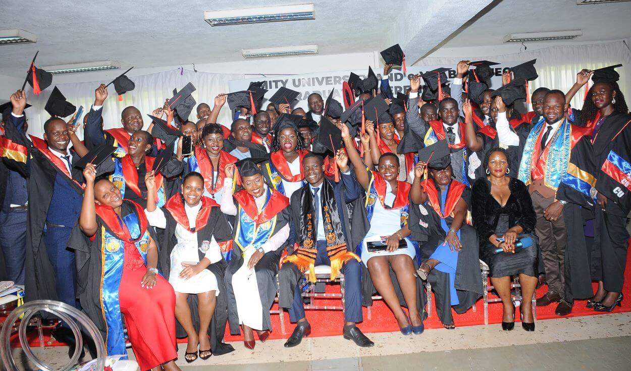 Graduands and the College Management team in a group photo on 21st November 2025. College of Computing and Information Sciences (CoCIS) graduates 71 students under Phase 2 of the e-VBAB Project, a collaboration between Amity University in India and Makerere University, presided over by Principal Prof. Tonny Oyana on behalf of the Vice Chancellor, Block B CoCIS, 21st November 2025, Kampala Uganda, East Africa.