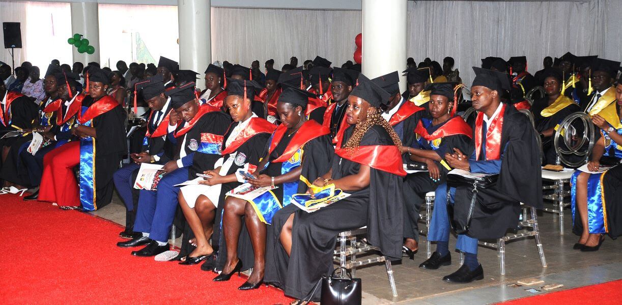Some of the graduands during the graduation ceremony. College of Computing and Information Sciences (CoCIS) graduates 71 students under Phase 2 of the e-VBAB Project, a collaboration between Amity University in India and Makerere University, presided over by Principal Prof. Tonny Oyana on behalf of the Vice Chancellor, Block B CoCIS, 21st November 2025, Kampala Uganda, East Africa.