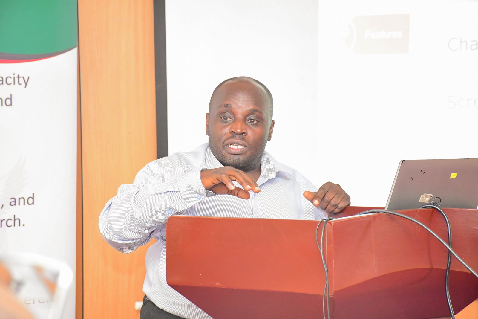 Dr. Godfrey Mayende. Makerere University Writing Centre (MakWC), Directorate of Research, Innovations and Partnerships (DRIP), workshop aimed at enhancing professional writing skills among University staff, 6th November 2025, School of Business Conference Hall, College of Business and Management Sciences (CoBAMS), Kampala Uganda, East Africa.