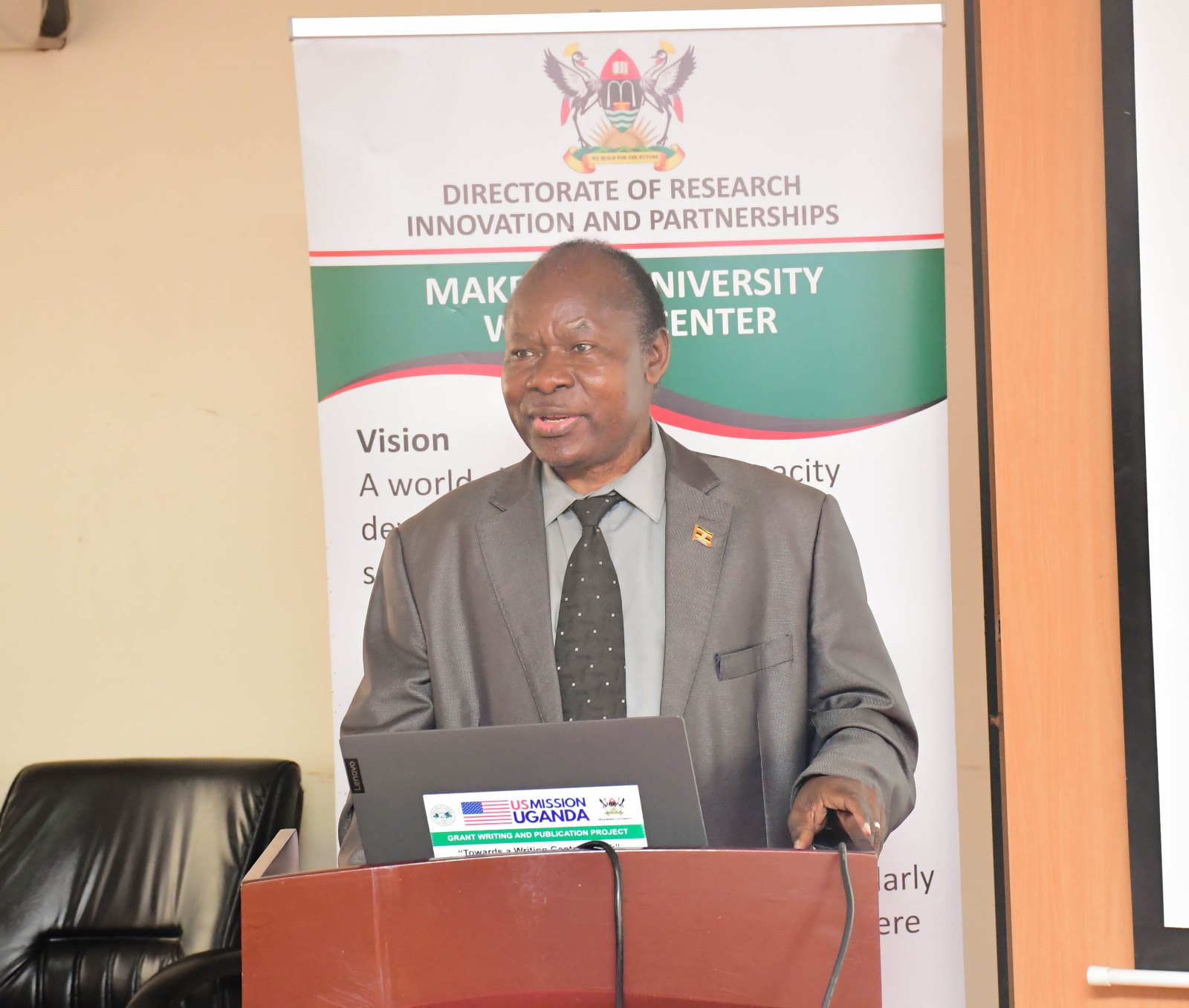Prof. Fredrick Jones Muyodi. Makerere University Writing Centre (MakWC), Directorate of Research, Innovations and Partnerships (DRIP), workshop aimed at enhancing professional writing skills among University staff, 6th November 2025, School of Business Conference Hall, College of Business and Management Sciences (CoBAMS), Kampala Uganda, East Africa.