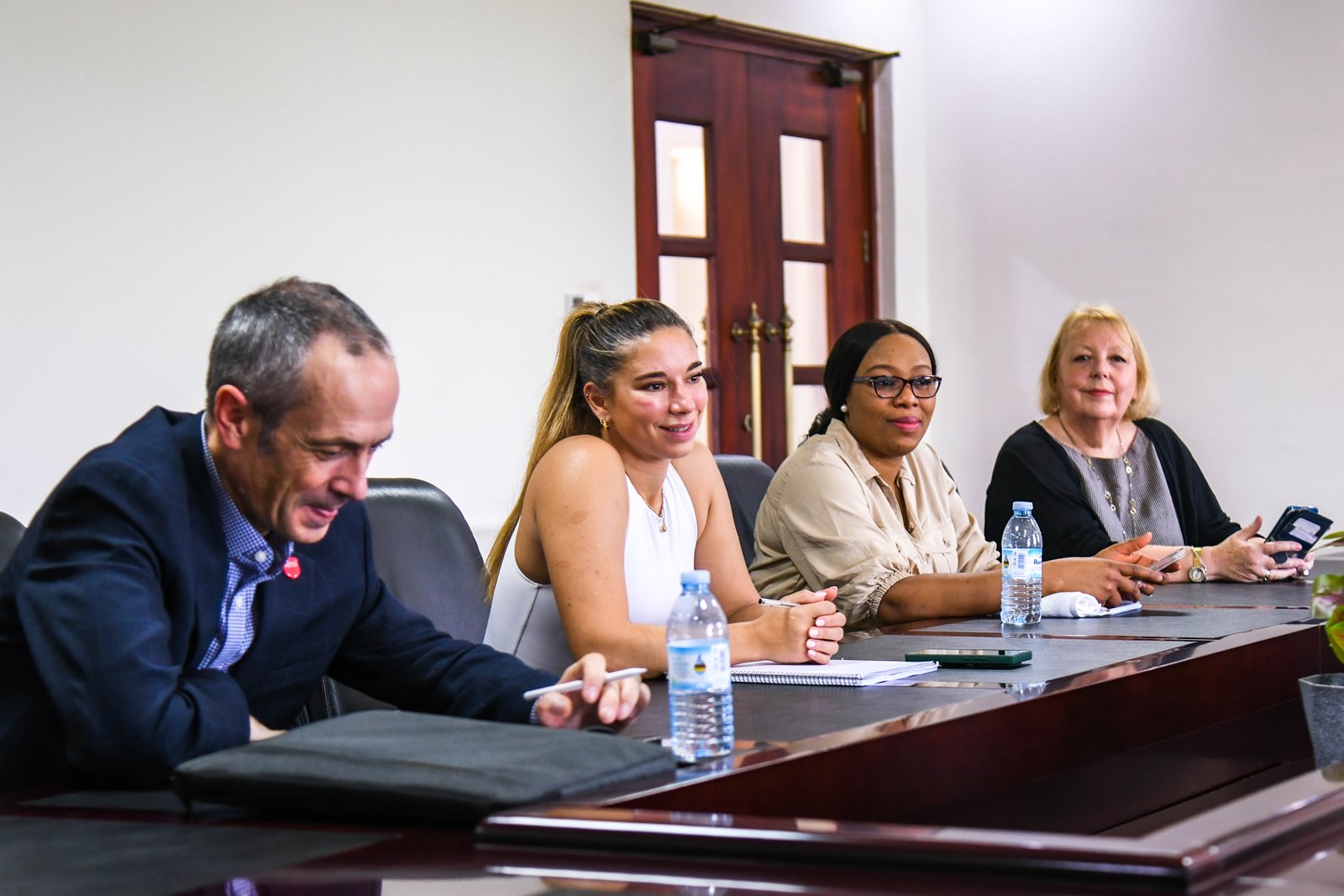 Left to Right: Prof. Neil Mansfield, Dr. Helen Karditsas, Dr. Damilola Omodara and Prof. Linda Gibson. Makerere University has hosts delegation from Nottingham Trent University (NTU) for high-level discussions focused on strengthening and expanding the long-standing collaboration between the two institutions. The team that was received by Prof. Sarah Ssali, 21st November 2025, Main Building, Makerere University, Kampala Uganda, East Africa.