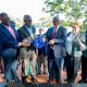 Prof. Barnabas Nawangwe (Centre) flanked by Prof. Samuel Abimerech Luboga (2nd Left), Dr. Andrew Kambugu (Left) and other officials cuts the tape to launch the Centre on 20th November 2025. Makerere University Vice Chancellor, Prof. Barnabas Nawangwe, launched the Infectious Diseases Institute (IDI) Kalangala Clinical Research Centre—the island’s first modern research facility, 21st November 2025, Uganda, East Africa. Supported by the Gates Foundation, the centre is part of a multinational HIV prevention study conducted across 31 sites in Kenya, South Africa, and Uganda.