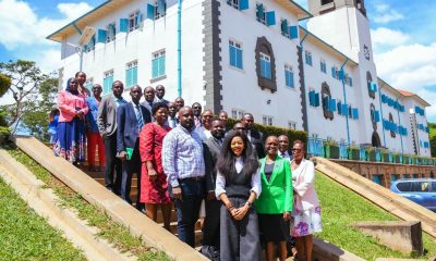 Members of Top Management and Amb. Judyth Nsababera pose for a group photo at the Main Building Staircase on 26th November 2025. Makerere University, in a Top Management meeting chaired by Prof. Sarah Ssali, the Acting Vice Chancellor, hosted an important engagement with Uganda’s Consul General to China, Amb. Judyth Nsababera, 26th November 2025, Main Building, Kampala Uganda, East Africa.