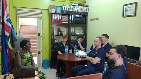 Ms. Lydia Kabiri, Department of Nursing giving a lecture to students from Trinity College Dublin. Makerere University College of Health Sciences (MakCHS), Kampala Uganda, East Africa continues to advance its internationalization agenda by strengthening cross-border partnerships and expanding student and staff mobility in response to global health training needs.