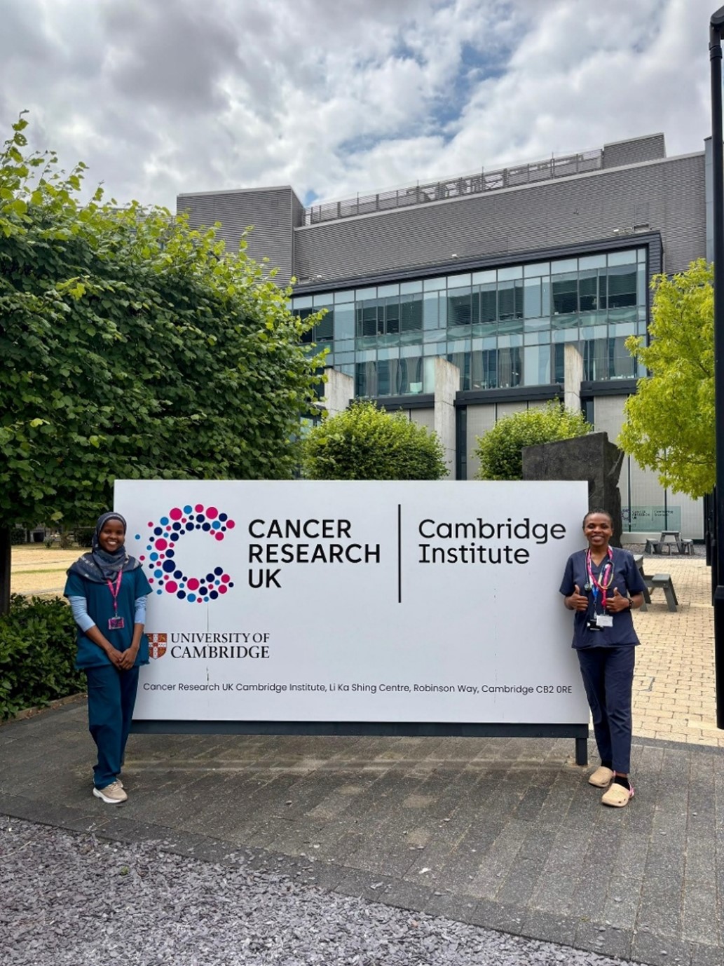 Masaba Swabra (Left ) and Orishaba Patience (Right) during rotation at Cambridge Institute. Makerere University College of Health Sciences (MakCHS), Kampala Uganda, East Africa continues to advance its internationalization agenda by strengthening cross-border partnerships and expanding student and staff mobility in response to global health training needs.