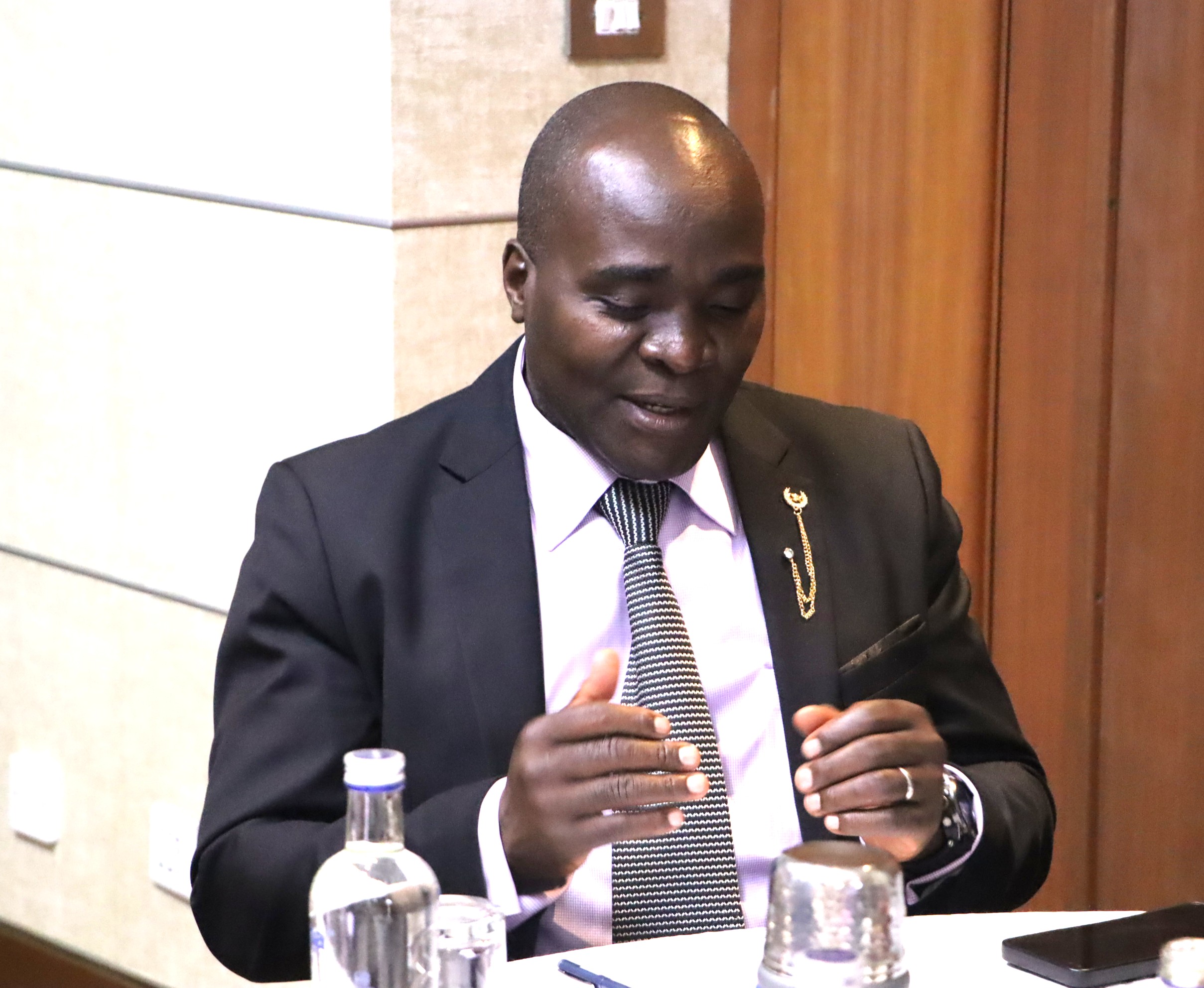 Dr. John Sseruyange contributing to the discussion during the Question and Answer session. The high-level annual workshop organised by the Environment for Development (EfD) Makerere University Centre through its regional Inclusive Green Economy (IGE) Programme to draw a roadmap for accelerating the adoption of Climate Smart Agriculture (CSA) as Uganda struggles with rising climate shocks, stagnating agricultural productivity and worsening poverty levels, held on December 4, 2025 at the Sheraton Kampala Hotel, Uganda, East Africa.