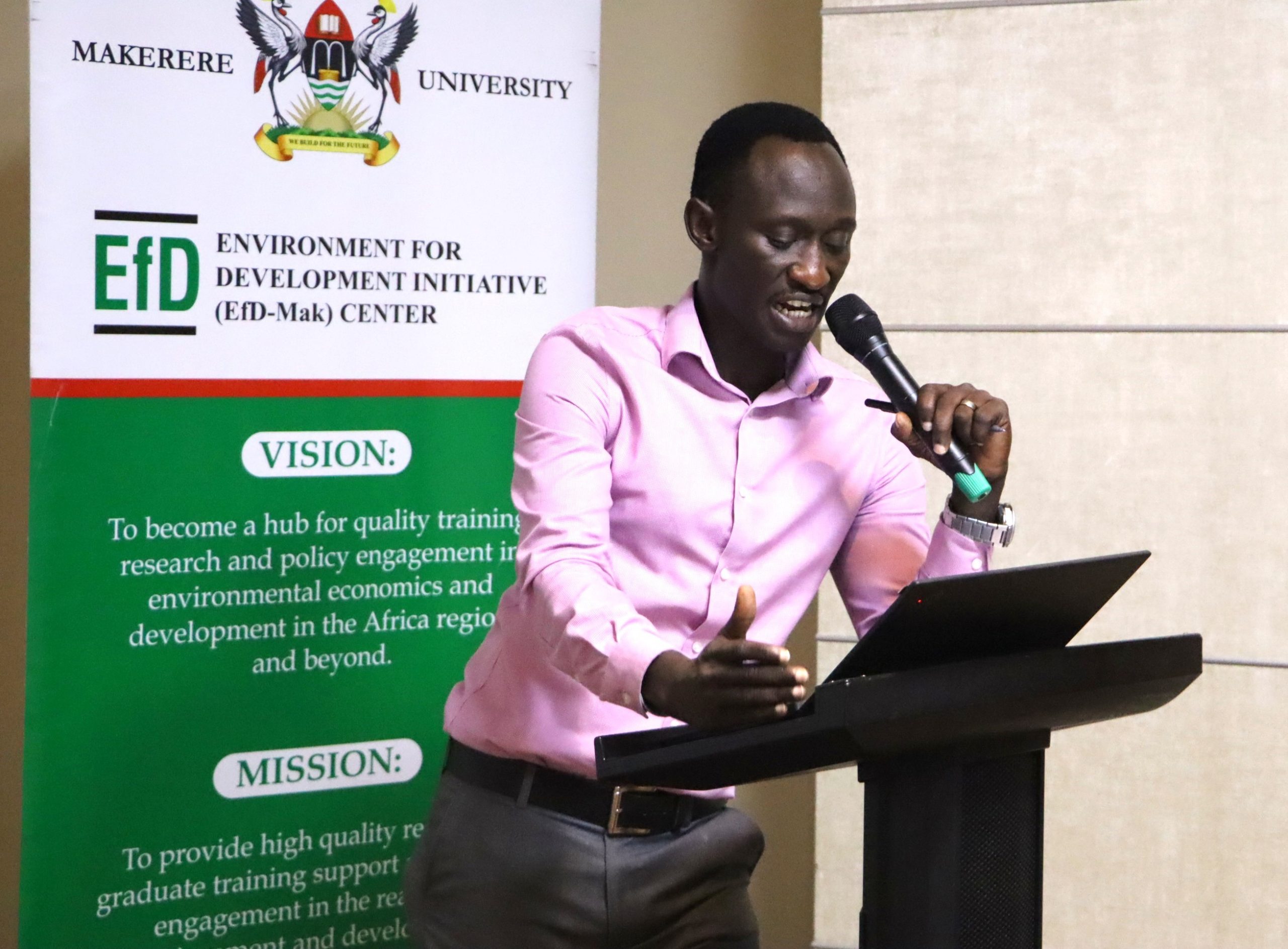 Emmanuel Odeng, MAAIF, delivering the keynote address. The high-level annual workshop organised by the Environment for Development (EfD) Makerere University Centre through its regional Inclusive Green Economy (IGE) Programme to draw a roadmap for accelerating the adoption of Climate Smart Agriculture (CSA) as Uganda struggles with rising climate shocks, stagnating agricultural productivity and worsening poverty levels, held on December 4, 2025 at the Sheraton Kampala Hotel, Uganda, East Africa.