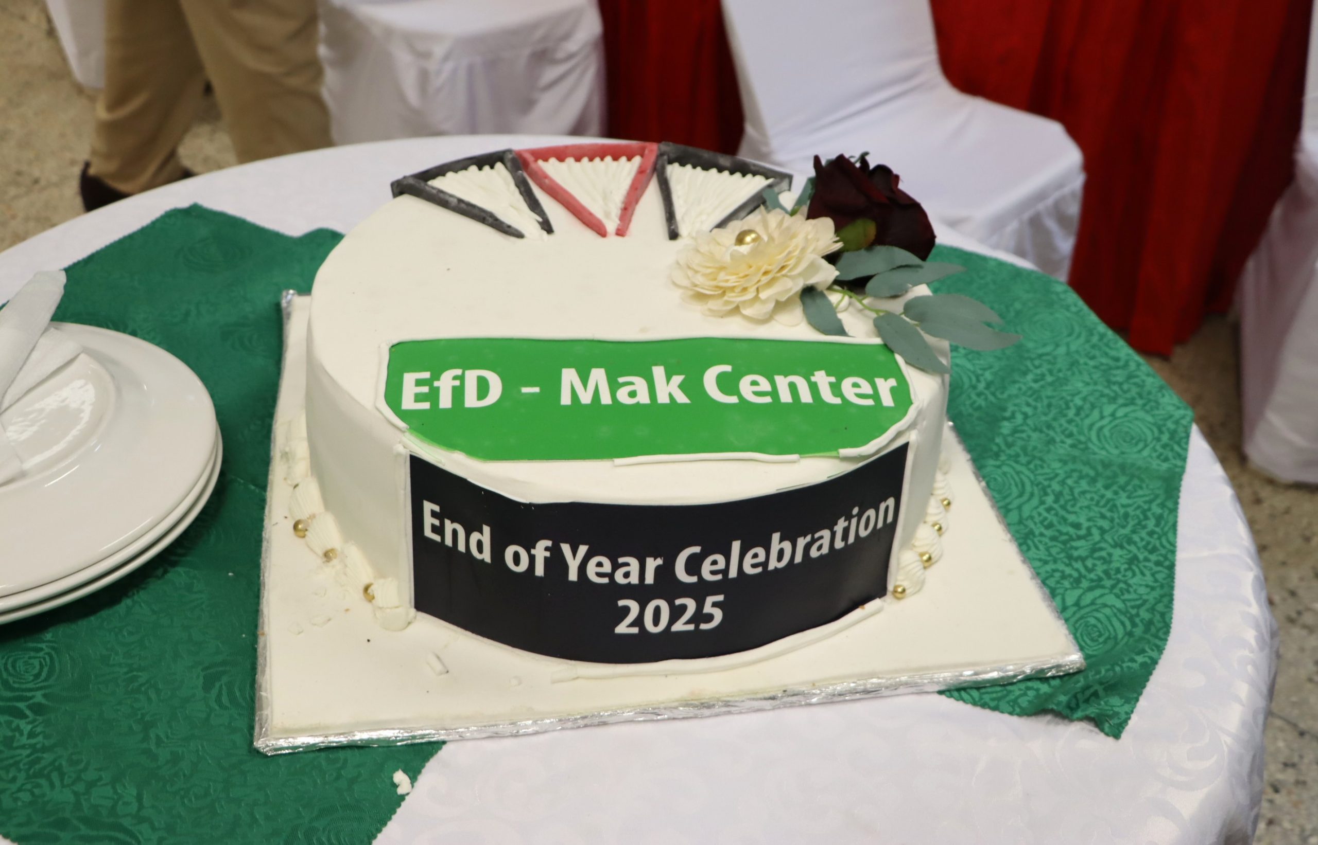 The cake to celebrate EfD 2025 achievements. Environment for Development (EfD) Uganda Centre at Makerere University taking stock of 2025 achievements and outlining strategic direction for 2025–2029, with a strong focus on energy transition, climate change, and sustainable natural resource management, Yusuf Lule Central Teaching Facility, Kampala Uganda, East Africa, 19th December 2025.