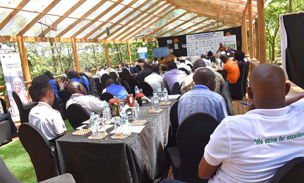 Participants attending the National Fisheries and Aquaculture dialogue. Makerere University, through the College of Natural Sciences (CoNAS), recognized for its outstanding contribution to the development of the fisheries sector in Uganda, award was presented during the Sustainable Fisheries, Aquaculture, and Environmental Awards Ceremony at the 7th edition of the Jinja Fish Festival, 6th–7th December 2025, Across the Nile Resort, along the banks of the River Nile, Njeru Municipality, Buikwe District, Uganda, East Africa.