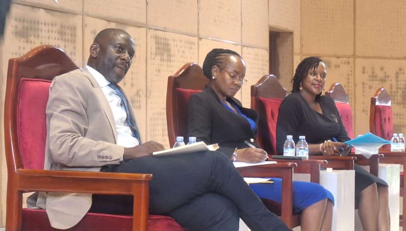 Left to Right: Prof. Julius Kikooma, Prof. Sarah Ssali and Dr. Dorothy Sebbowa Kyagaba follow proceedings. Graduate Supervision and Mentorship Course and PhD Students who successfully undertook the University’s compulsory cross-cutting doctoral courses Certificate Award Ceremony, Yusuf Lule Central Teaching Facility Auditorium, 15 December, 2025, Makerere University, Kampala Uganda, East Africa.