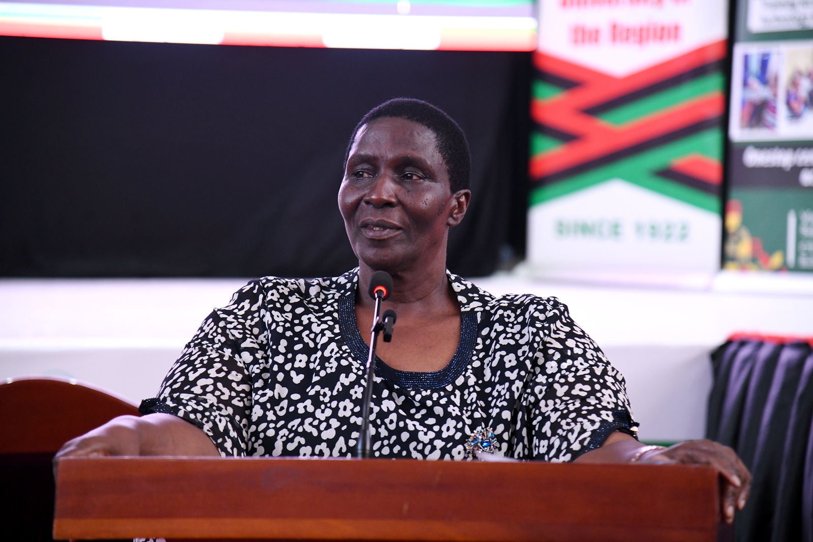 The Chief Guest, Hon. Hellen Grace Asamo. Makerere University International Day of Persons with Disabilities Celebration, a moment dedicated to reflection on inclusion and shared responsibility organised by the Dean of Students and 91st Guild Ministry of Students with Disabilities, 1st December 2025, Main Hall, Kampala Uganda, East Africa.