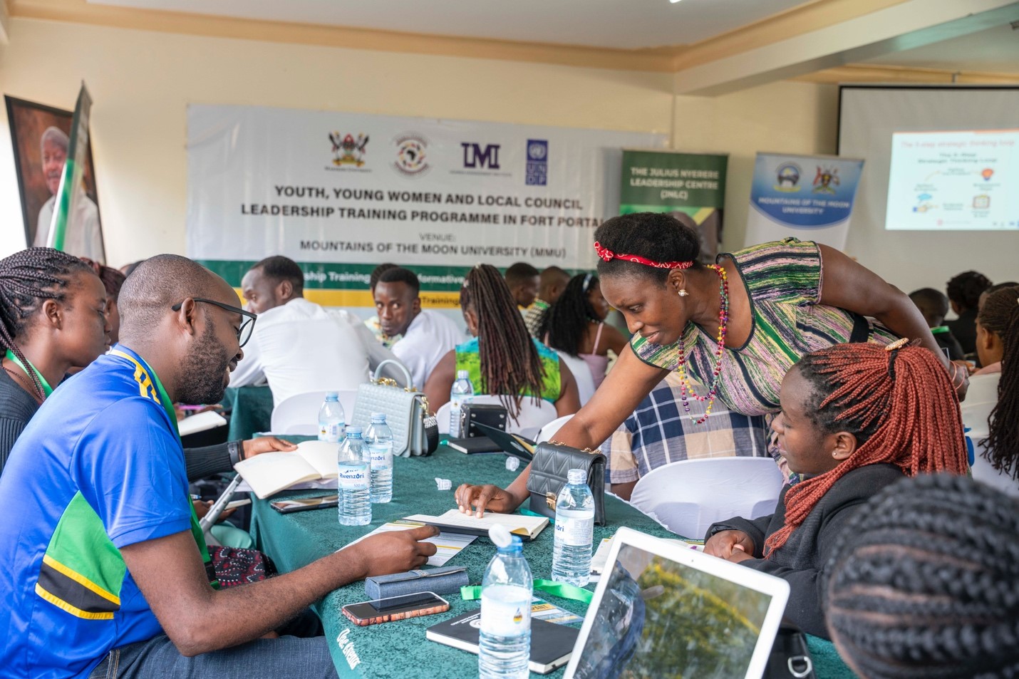 Facilitator: Ms. Allen Baguma. Makerere University, Julius Nyerere Leadership Centre (JNLC) in partnership with the United Nations Development Programme (UNDP), three-day comprehensive leadership training targeting youth, young women, and local council leaders for more than 70 participants starting 5th December 2025 at Mountains of the Moon University (MMU) in Fort Portal City Uganda, East Africa.