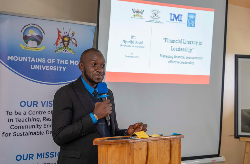 Facilitator: Mr. David Nyaribi. Makerere University, Julius Nyerere Leadership Centre (JNLC) in partnership with the United Nations Development Programme (UNDP), three-day comprehensive leadership training targeting youth, young women, and local council leaders for more than 70 participants starting 5th December 2025 at Mountains of the Moon University (MMU) in Fort Portal City Uganda, East Africa.